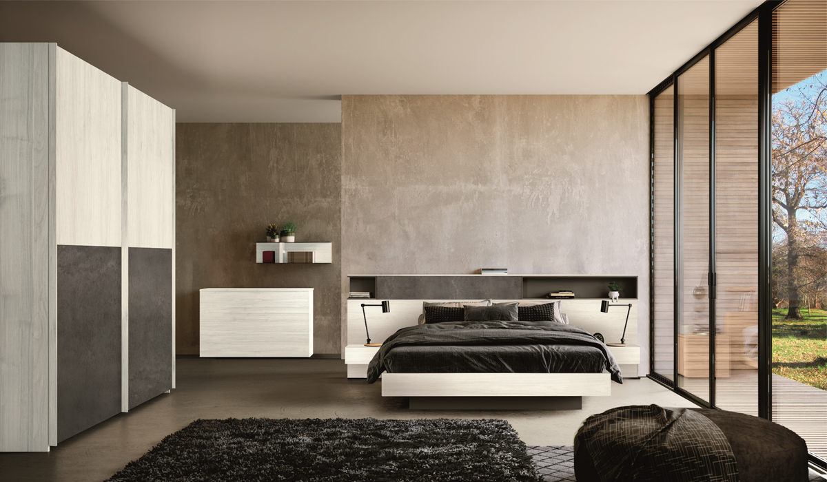Comodino Mini camera da letto tondo super stretto grigio italiano letto  matrimoniale comodino